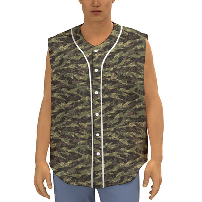 Tiger Stripe Camouflage Pattern Print Sleeveless Baseball Jersey