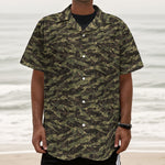 Tiger Stripe Camouflage Pattern Print Textured Short Sleeve Shirt