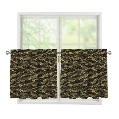 Tiger Stripe Camouflage Pattern Print Tier Curtains