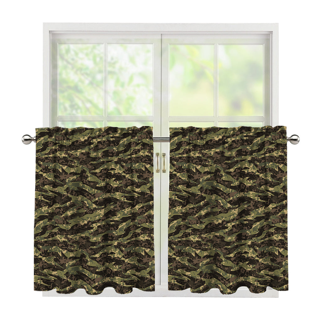 Tiger Stripe Camouflage Pattern Print Tier Curtains