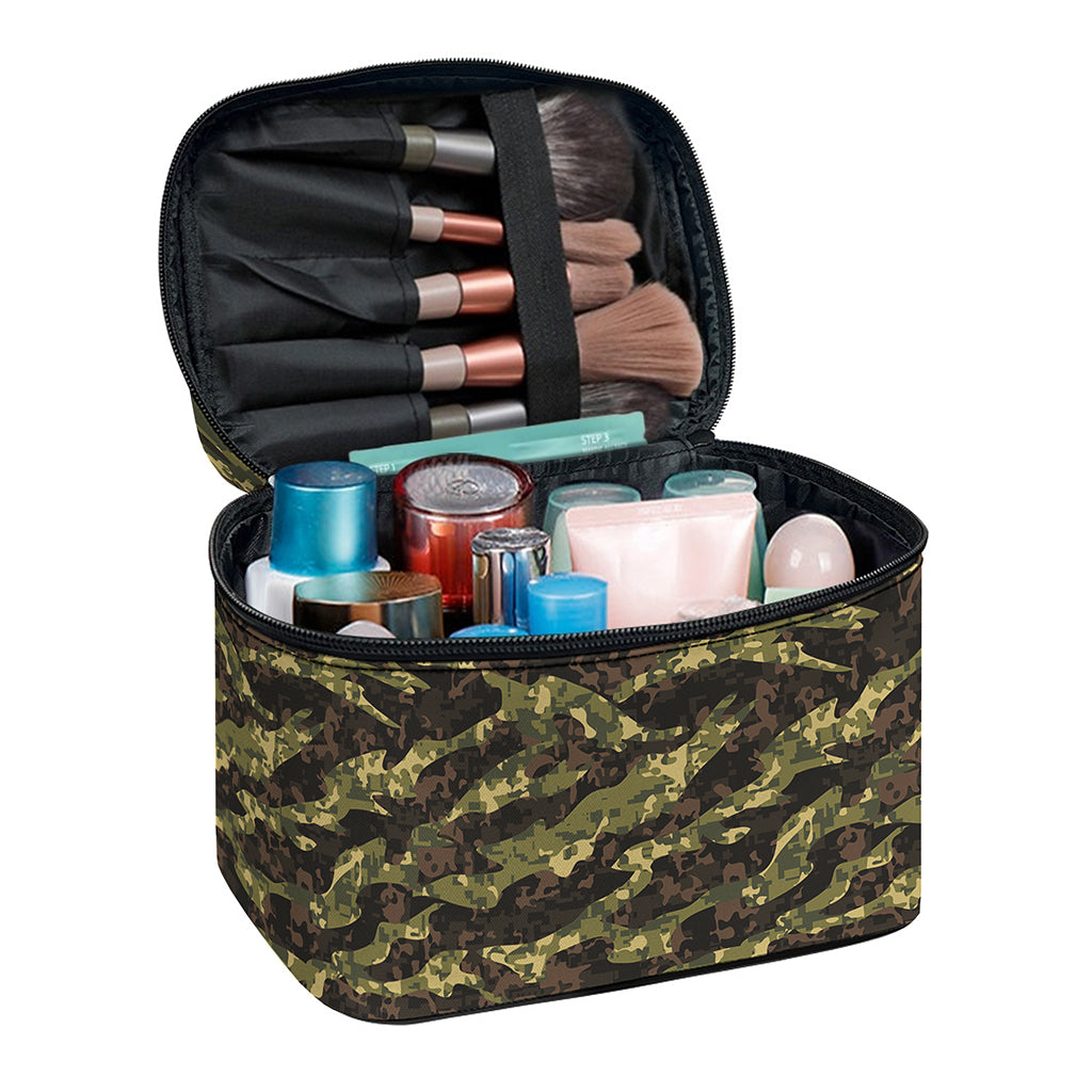 Tiger Stripe Camouflage Pattern Print Travel Makeup Bag