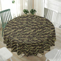 Tiger Stripe Camouflage Pattern Print Waterproof Round Tablecloth