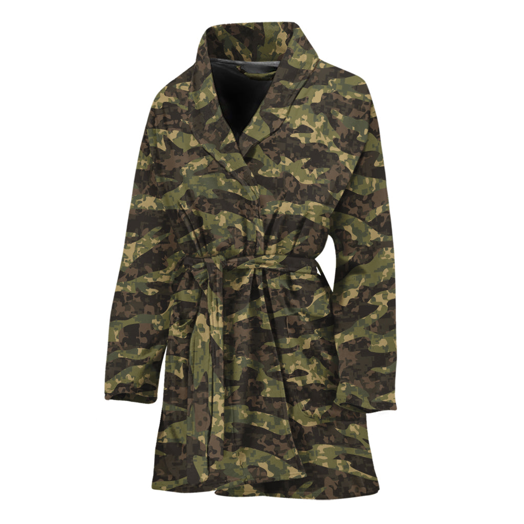 Tiger Stripe Camouflage Pattern Print Women's Bathrobe