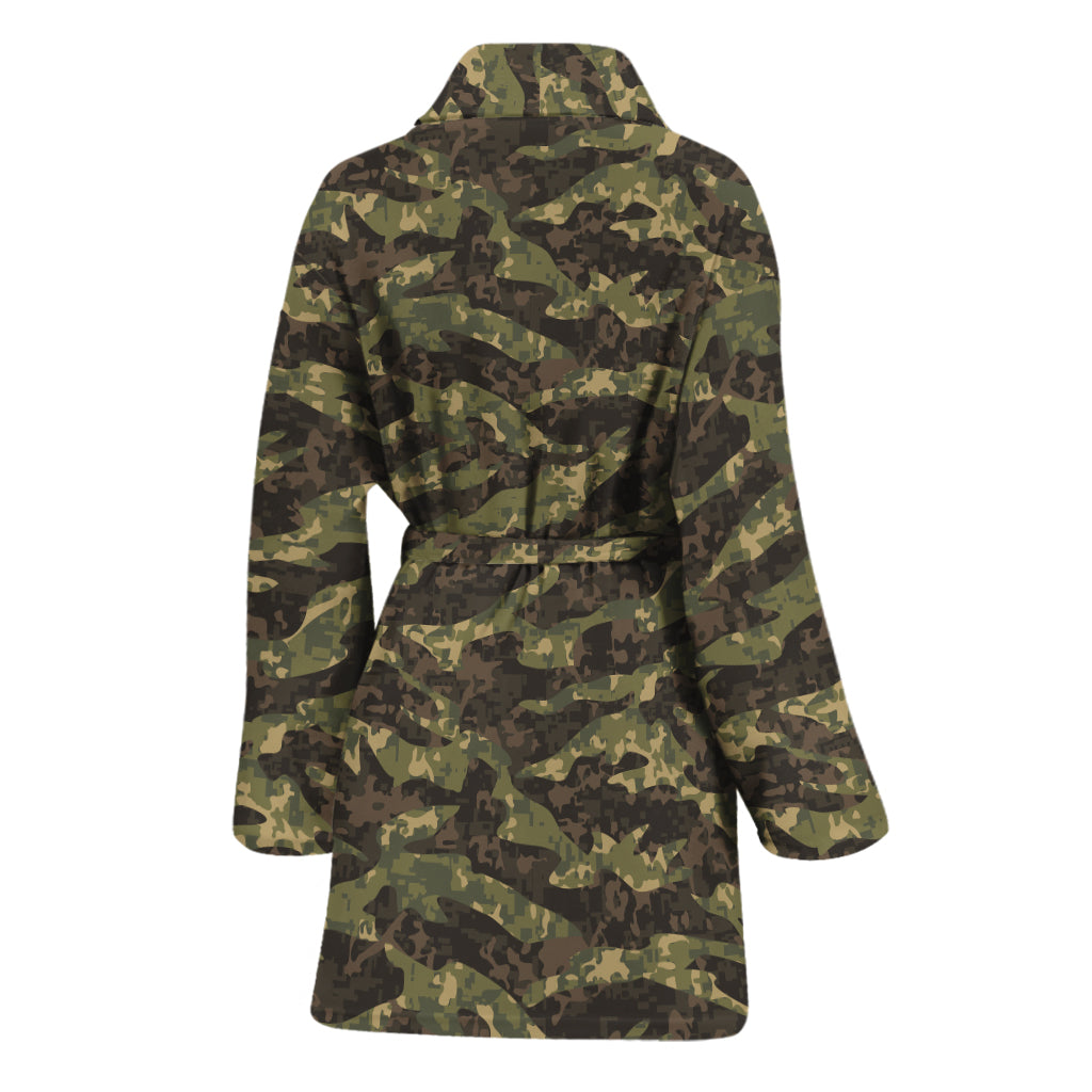 Tiger Stripe Camouflage Pattern Print Women's Bathrobe