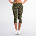Tiger Stripe Camouflage Pattern Print Women's Capri Leggings