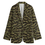 Tiger Stripe Camouflage Pattern Print Women's Cotton Blazer