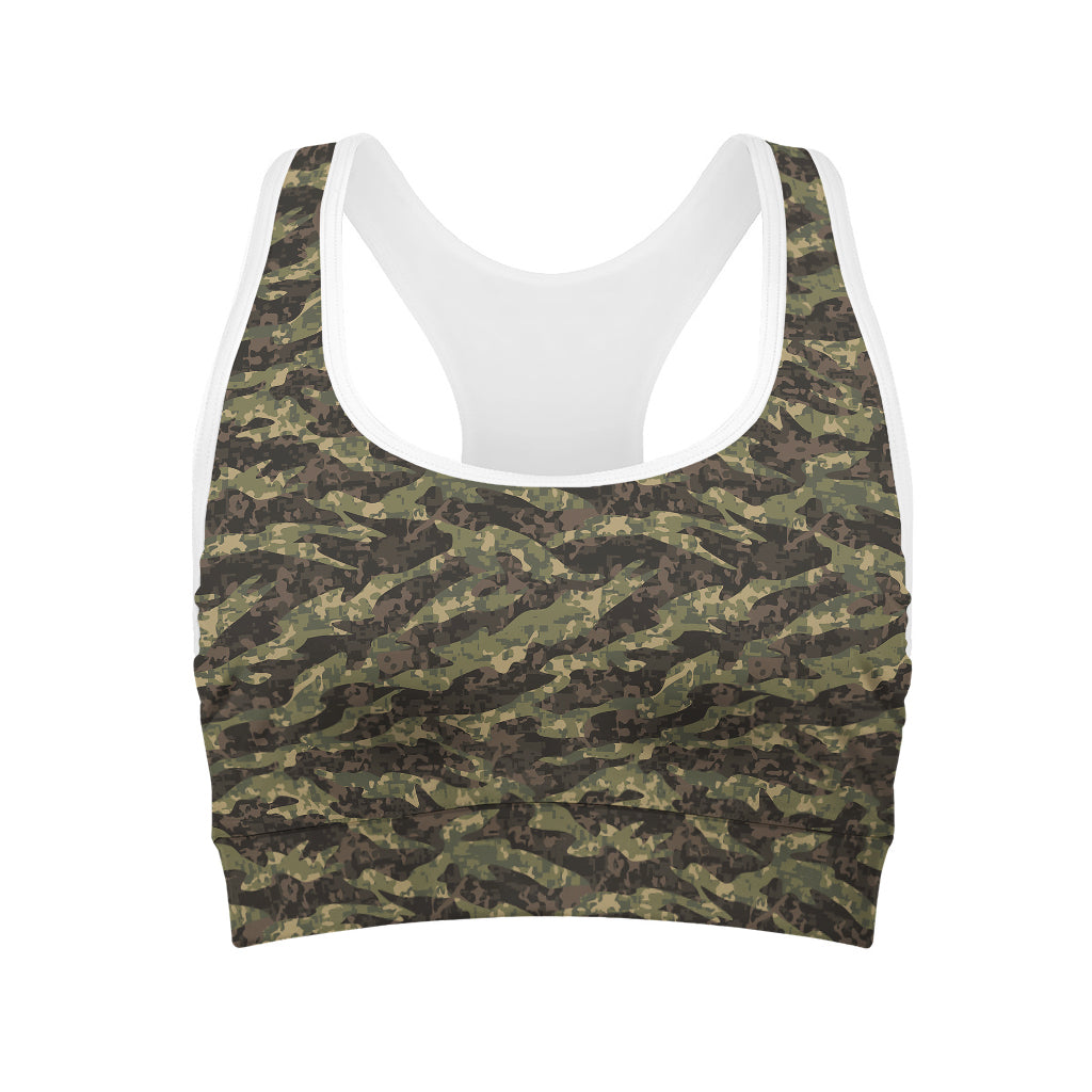 Tiger Stripe Camouflage Pattern Print Women's Sports Bra