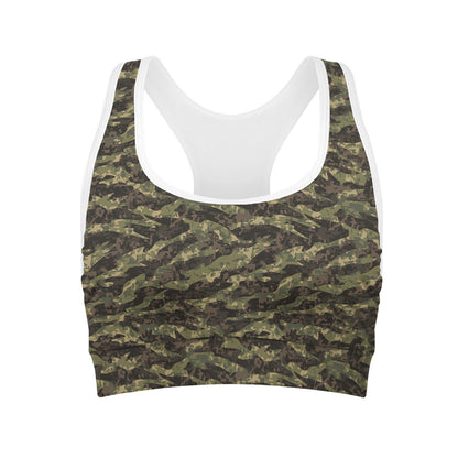 Tiger Stripe Camouflage Pattern Print Women's Sports Bra