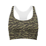 Tiger Stripe Camouflage Pattern Print Women's Sports Bra