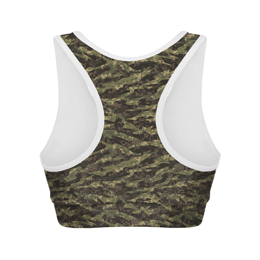 Tiger Stripe Camouflage Pattern Print Women's Sports Bra