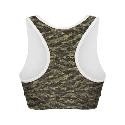 Tiger Stripe Camouflage Pattern Print Women's Sports Bra