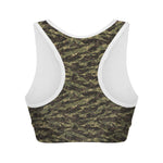 Tiger Stripe Camouflage Pattern Print Women's Sports Bra