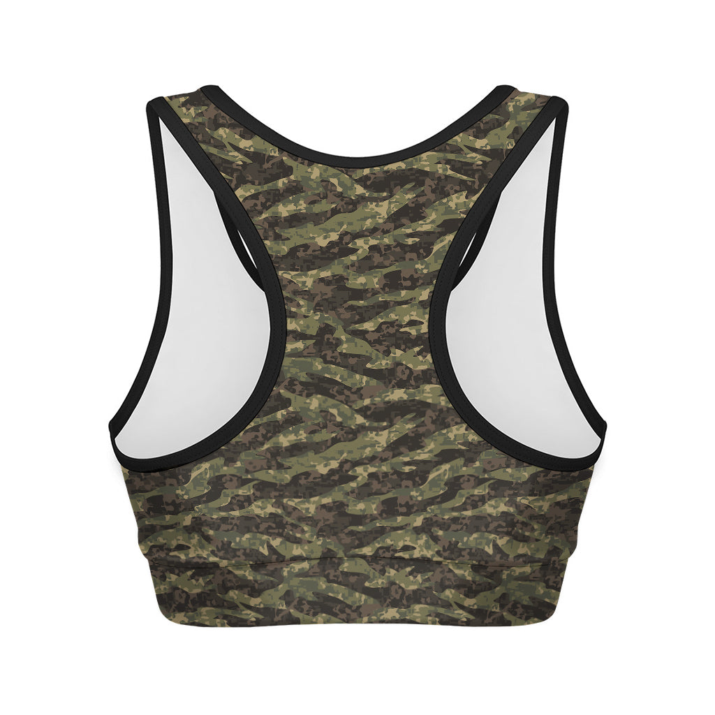 Tiger Stripe Camouflage Pattern Print Women's Sports Bra