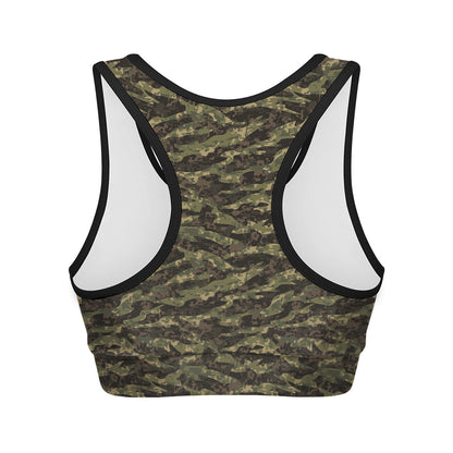 Tiger Stripe Camouflage Pattern Print Women's Sports Bra