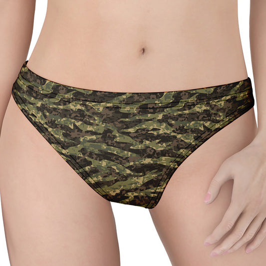Tiger Stripe Camouflage Pattern Print Women's Thong