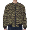 Tiger Stripe Camouflage Pattern Print Zip Sleeve Bomber Jacket