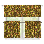 Tiki Luau Pattern Print 3 Piece Kitchen Curtains
