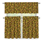 Tiki Luau Pattern Print 3 Piece Kitchen Curtains