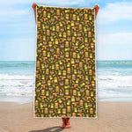 Tiki Luau Pattern Print Beach Towel
