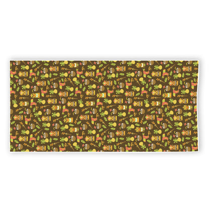 Tiki Luau Pattern Print Beach Towel