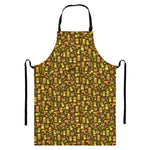 Tiki Luau Pattern Print Bib Apron With Pocket