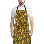 Tiki Luau Pattern Print Bib Apron With Pocket