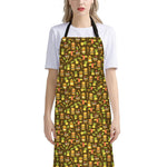 Tiki Luau Pattern Print Bib Apron With Pocket