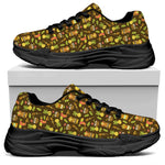 Tiki Luau Pattern Print Black Chunky Shoes
