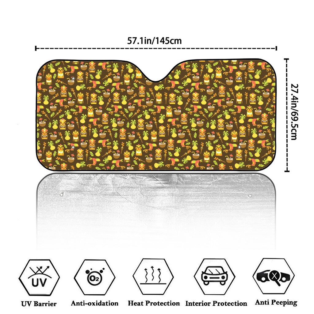 Tiki Luau Pattern Print Car Windshield Sun Shade