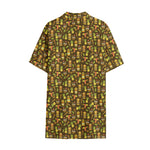 Tiki Luau Pattern Print Cotton Hawaiian Shirt