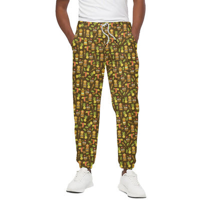Tiki Luau Pattern Print Cotton Pants