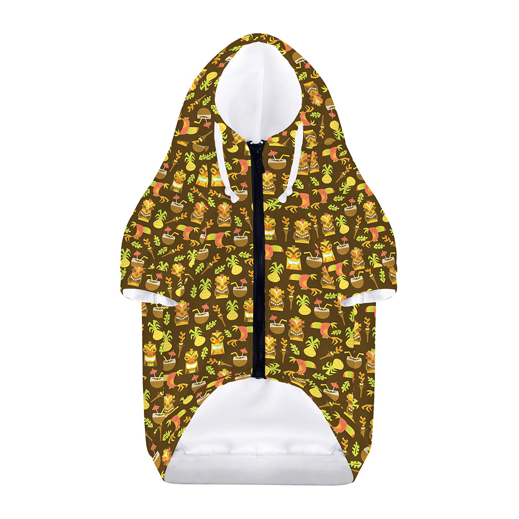 Tiki Luau Pattern Print Dog Zip Up Hoodie