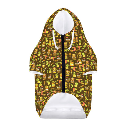 Tiki Luau Pattern Print Dog Zip Up Hoodie
