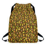 Tiki Luau Pattern Print Drawstring Backpack
