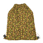 Tiki Luau Pattern Print Drawstring Bag