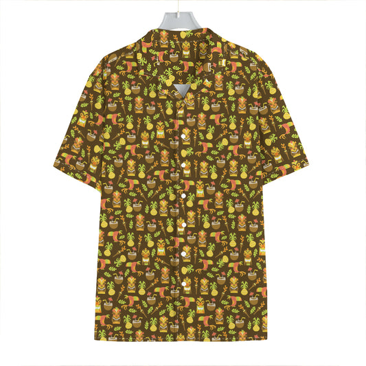 Tiki Luau Pattern Print Hawaiian Shirt