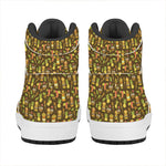 Tiki Luau Pattern Print High Top Leather Sneakers