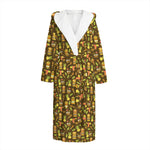 Tiki Luau Pattern Print Hooded Bathrobe