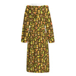 Tiki Luau Pattern Print Hooded Bathrobe