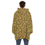 Tiki Luau Pattern Print Hoodie Blanket