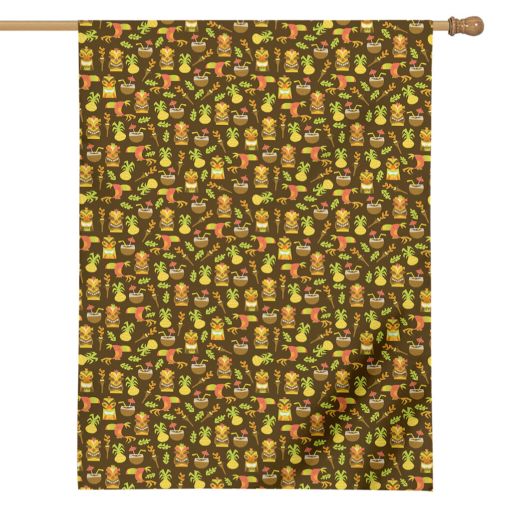 Tiki Luau Pattern Print House Flag