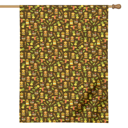 Tiki Luau Pattern Print House Flag