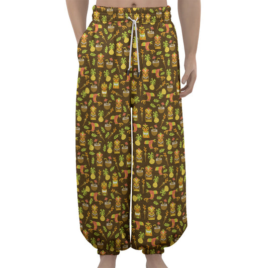 Tiki Luau Pattern Print Lantern Pants