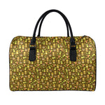 Tiki Luau Pattern Print Leather Duffle Bag