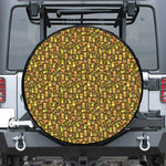 Tiki Luau Pattern Print Leather Spare Tire Cover