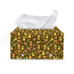 Tiki Luau Pattern Print Leather Tissue Box Cover