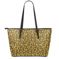 Tiki Luau Pattern Print Leather Tote Bag With Zipper