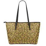 Tiki Luau Pattern Print Leather Tote Bag
