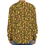 Tiki Luau Pattern Print Long Sleeve Baseball Jersey