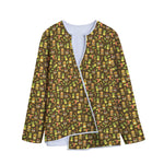 Tiki Luau Pattern Print Long Sleeve Short Coat
